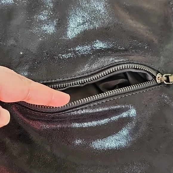 Black Clutch Evening Bag w/ Chain Trim - Picture 4 of 6